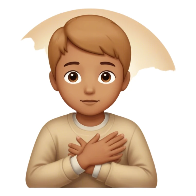 A person sitting still with their hand gently placed on their chest. A soft, warm light begins to emerge from within.  faint, blurred images of childhood moments float in the air, still distant slowly clearer as they focus on present sticker