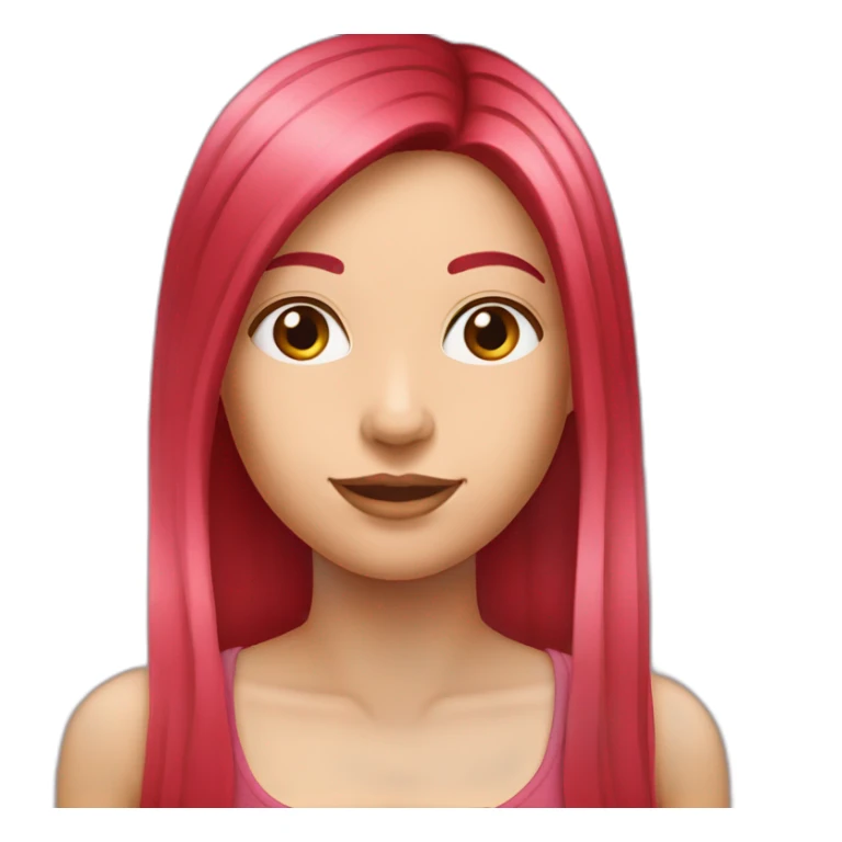 girl-long-straight-rosered-hair-thanks sticker