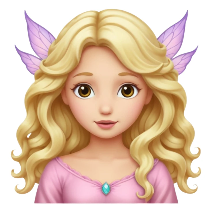 Long blonde wavy hair fairy with soft pink sticker