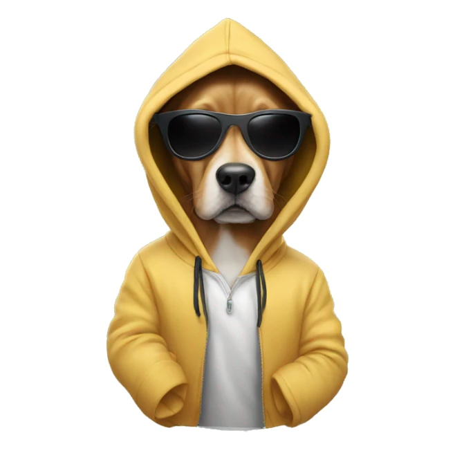 dog wearing a hoodie and sunglasses sticker