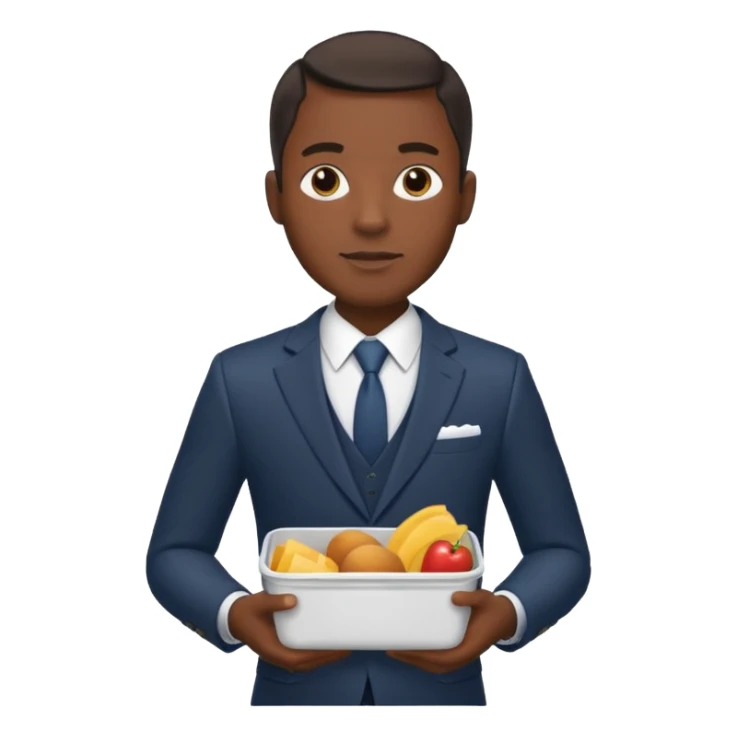 black man with suit holding food container sticker