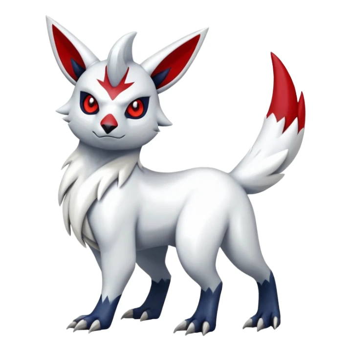 Shiny exotic Absol-Zangoose-Fakémon-hybrid-creature (full body)  with markings sticker