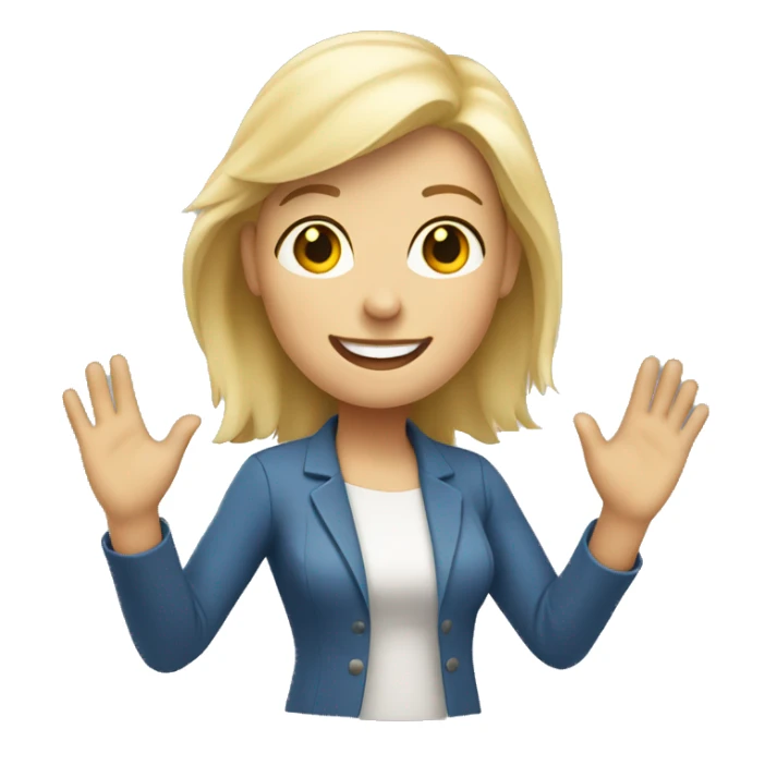 walking white woman, a blonde, friendly waving sticker