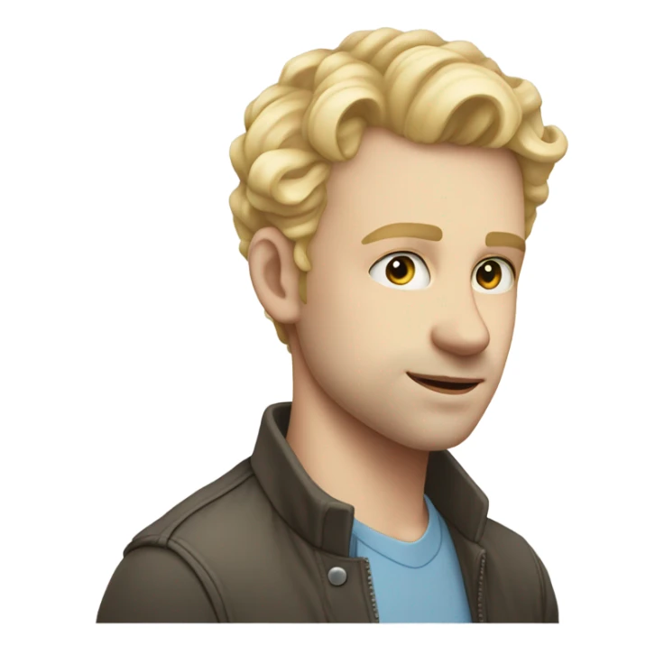 light curl blonde 30yo man blue eyed pale skin short side hairs sticker