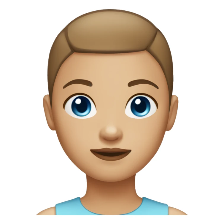 BLUE EYES BROWN BUZZ CUT LIGHT SKIN ROUND FACE GIRL sticker