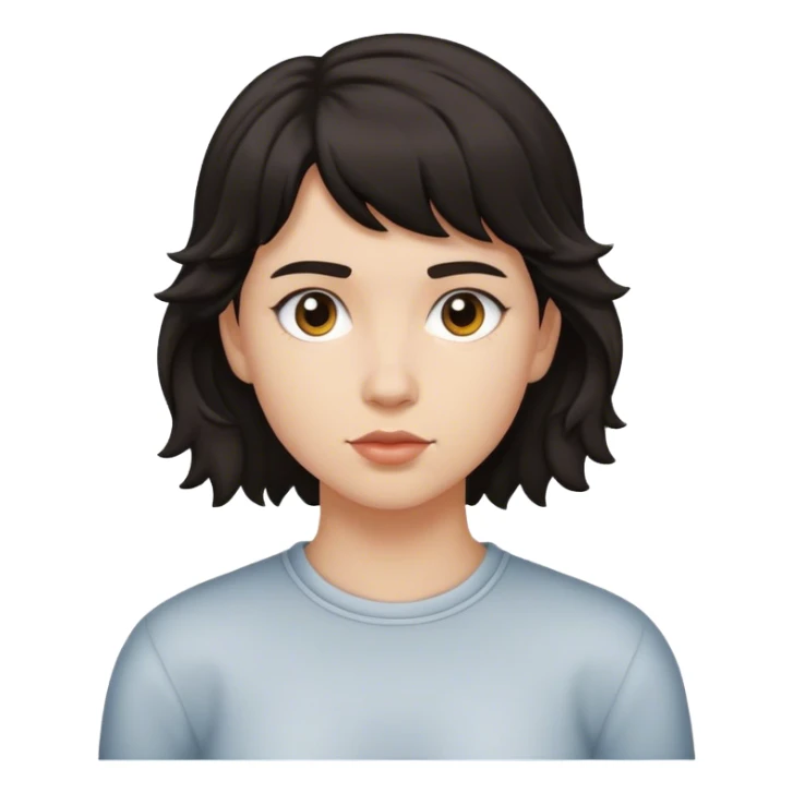 matt girl with super short mullet wavy dark hair sticker