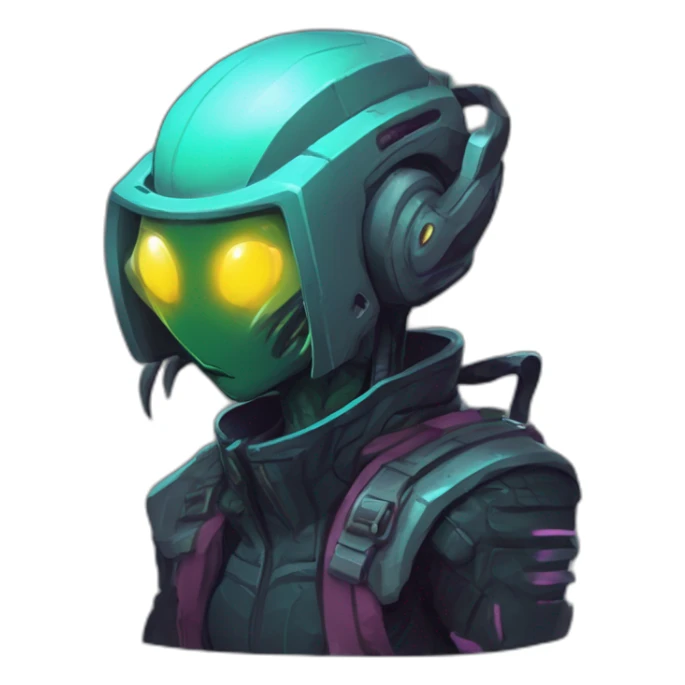 cyberpunk alien character desing scifi roguelike rpg style inspired by slay the spire digital art sticker