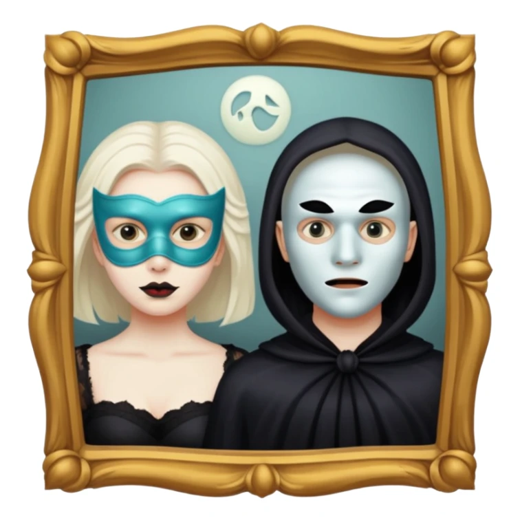 Spooky Man on mask in mirror behind woman sticker