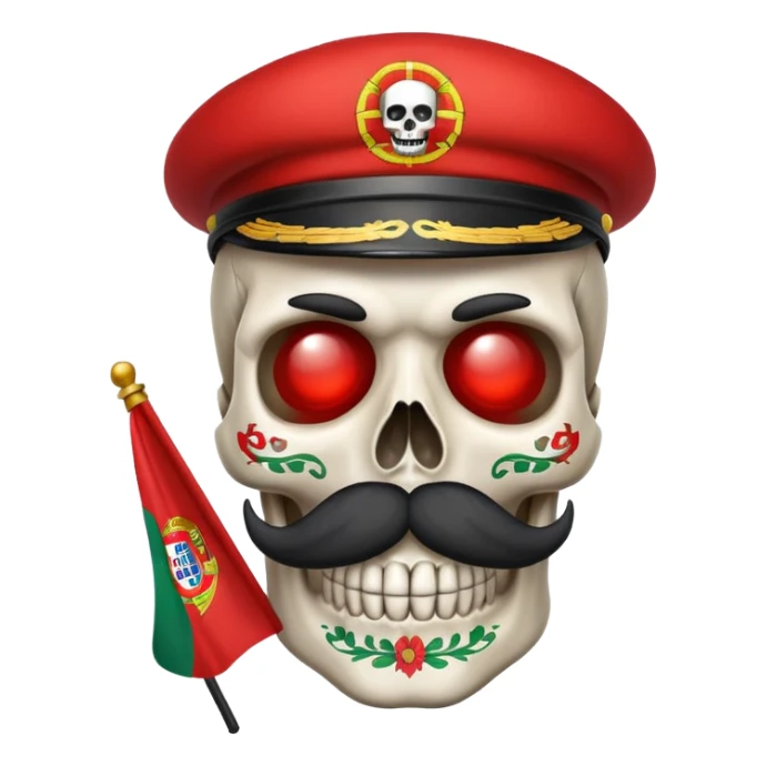 skull with a mustache with a Portuguese flag sticker