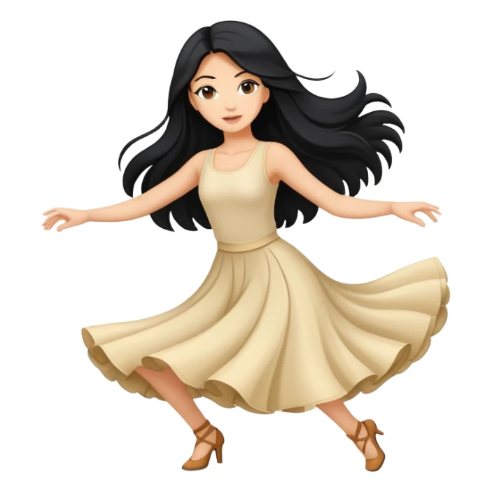 Beautiful white girl with black long hair dancing sticker
