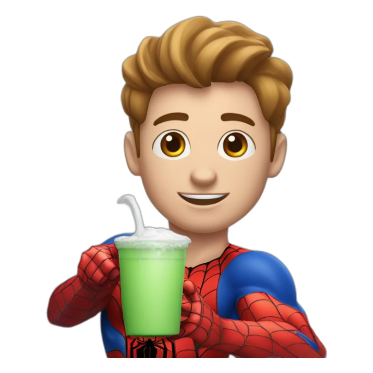 Spiderman qui boit du lait dans un biberon couleur peaux  sticker
