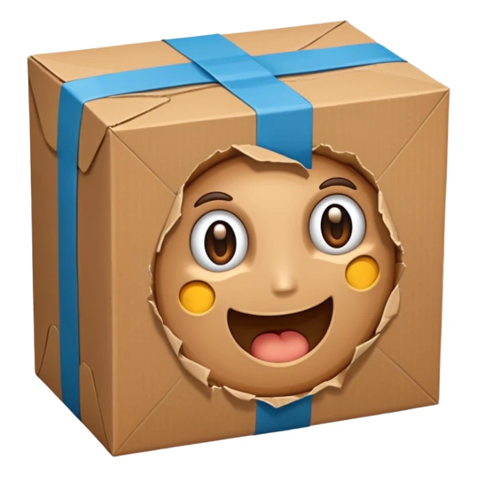 Generate a realistic emoji of a package being damaged sticker