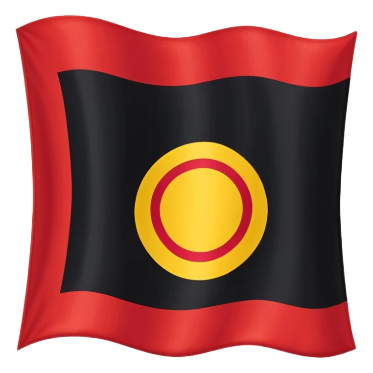 a wavy black and red rectangle flag with a yellow circle in the middle  sticker
