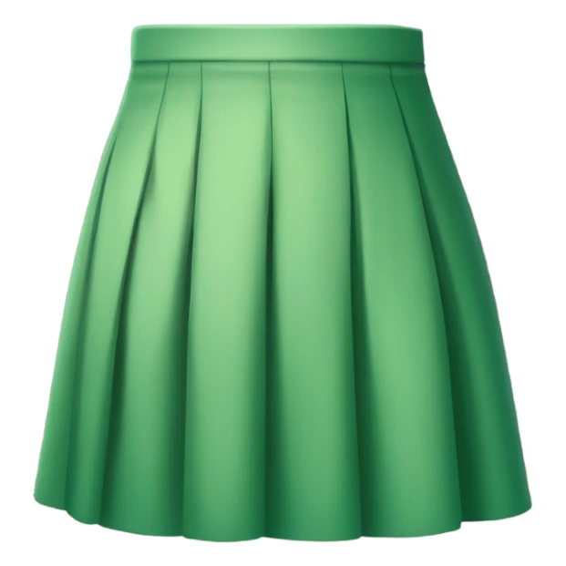 Realistic A-line high waisted green pleated mini skirt, isolated sticker