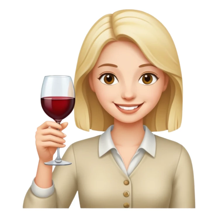 smiling girl with a wine glass sticker