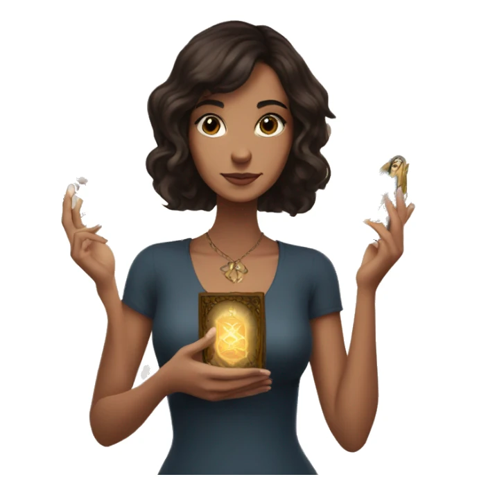 Brunette with tarot cards in her hands sticker