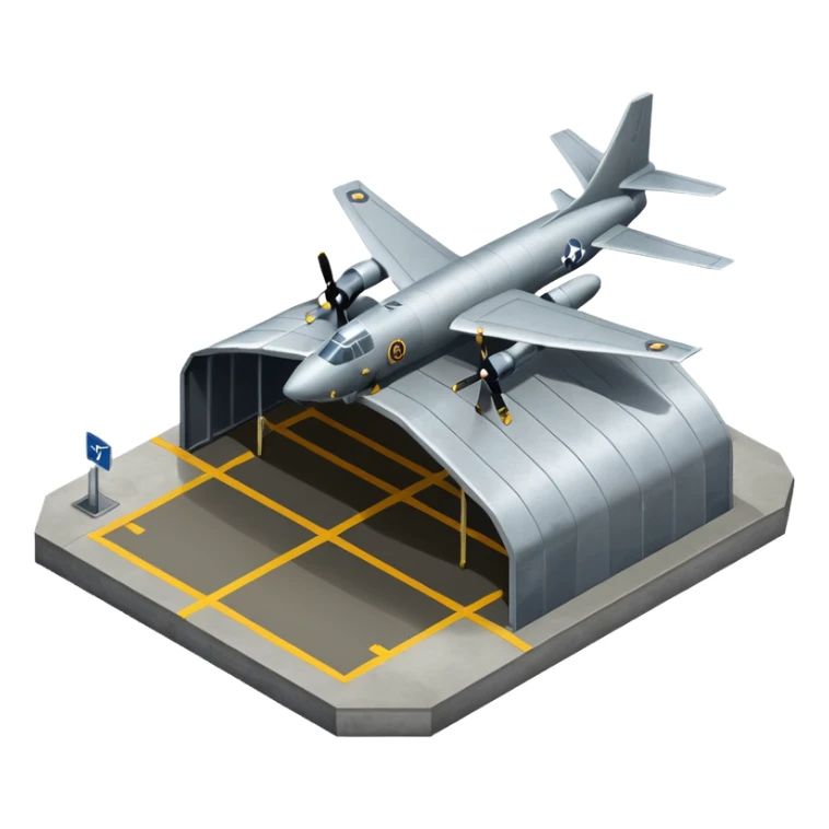 NATO military airplane  hangar isometry view sticker
