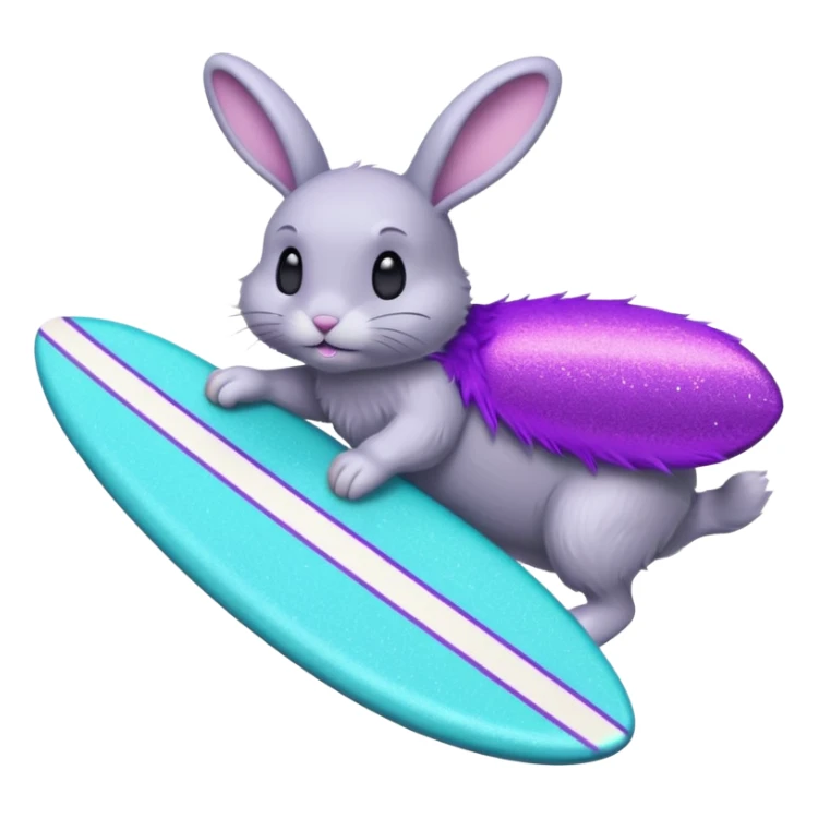 glitter gray bunny purple cian surf sticker
