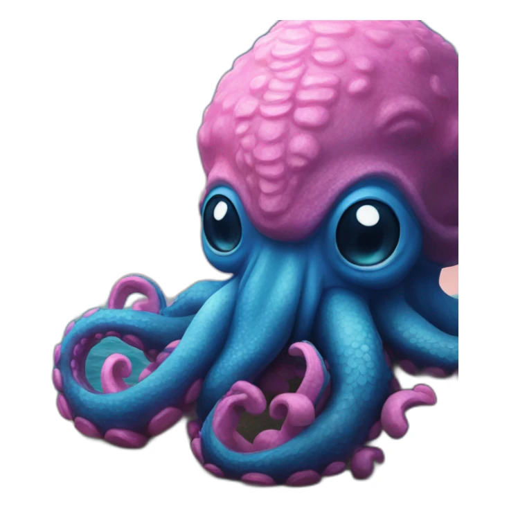 a blue kraken that rocks  to another pink kraken sticker