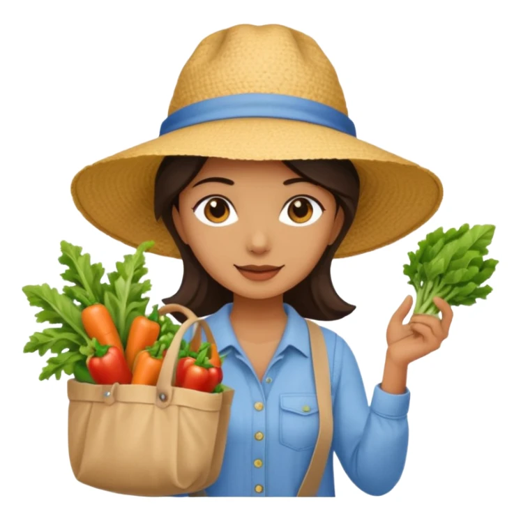 Shopper with veggie tote,Farmers’ Market. sticker