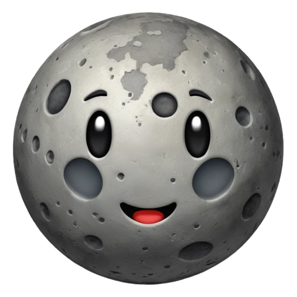 planet Mercury as a round, rocky gray ball covered in pitted marks and rough patches with subtle surface texture, emoji style sticker