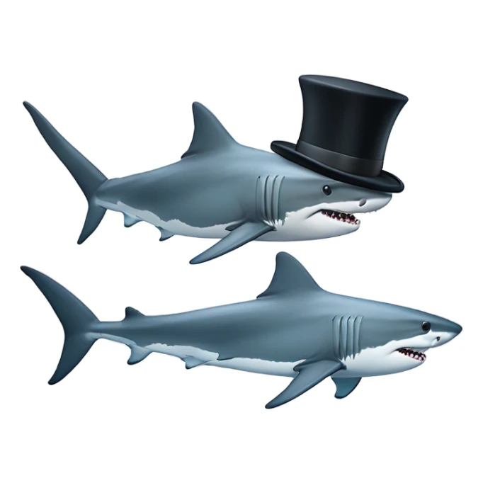 Great white shark with a top hat and a monocle ￼ sticker