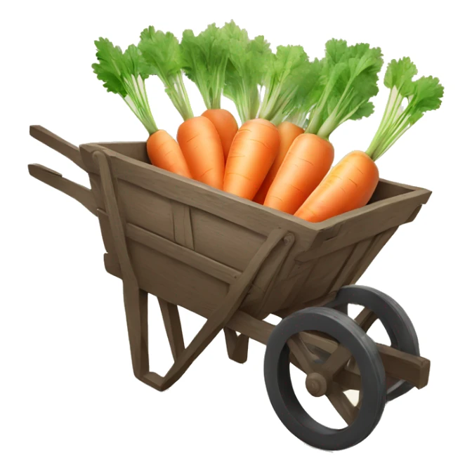 Pastel cute Carrots in a dark wooden  wheelbarrow  sticker