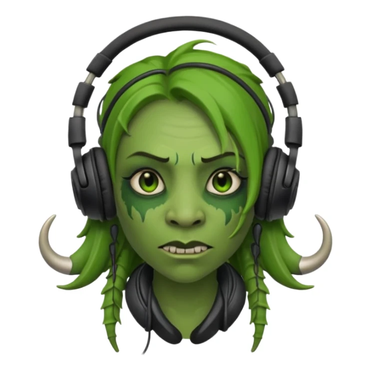 ork  woman with headphones sticker