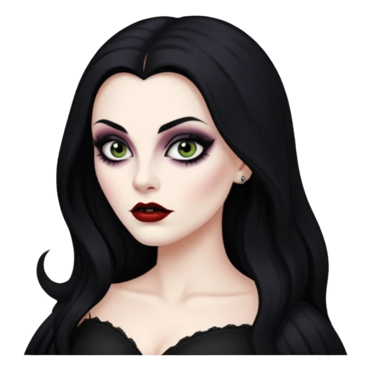 Vampira with long black hair sticker