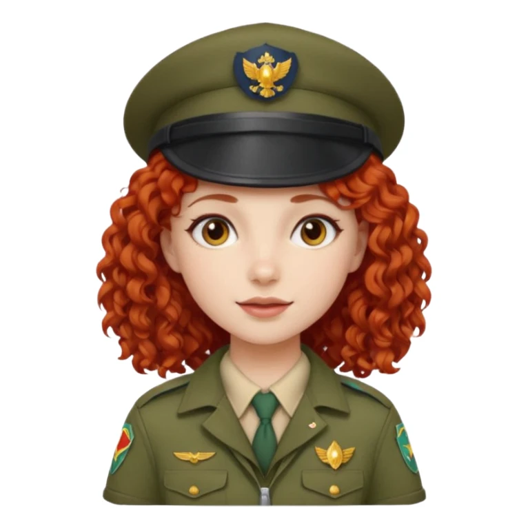 scout girl with red curly hair and uniform and hat sticker
