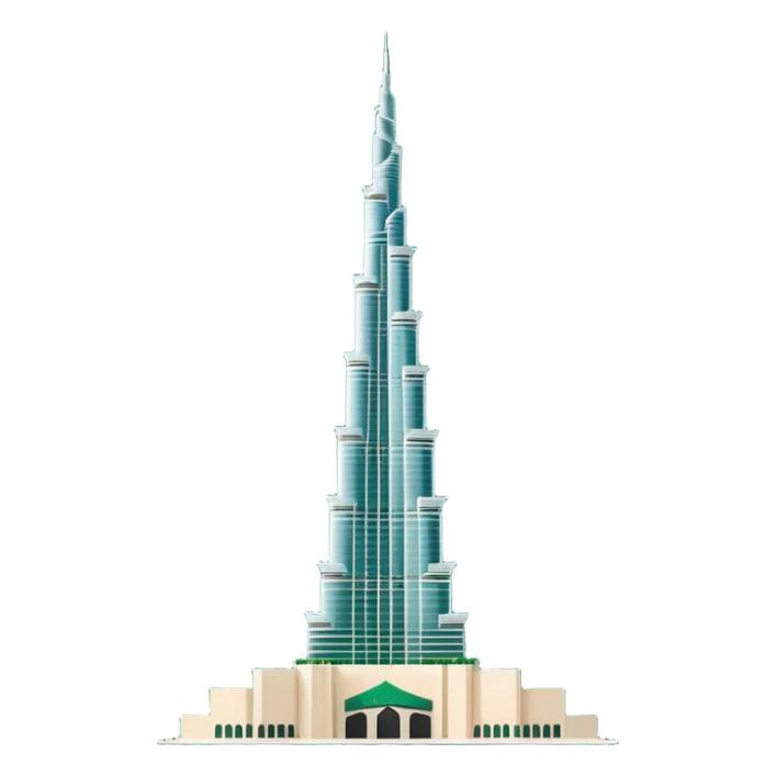 Burj Khalifa, white and dark green color scheme, minimalism, emoji style sticker