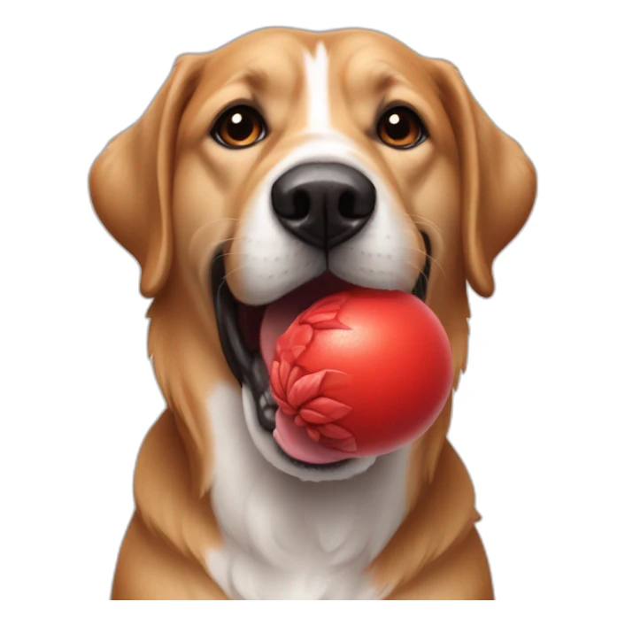 chien avec une balle rouge dans la bouche sticker