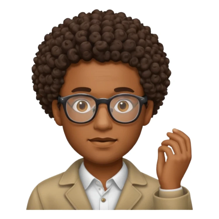 black man with curly hair and glasses sticker