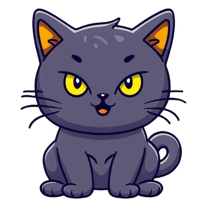 halloween cat with glowing yellow eyes and raised fur sticker
