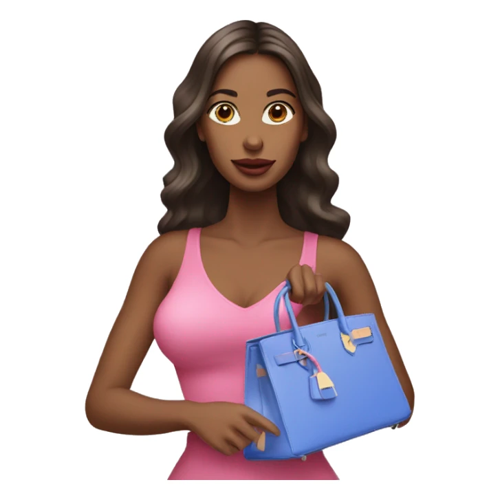 Pretty women holding pink and blue birkin bag sticker