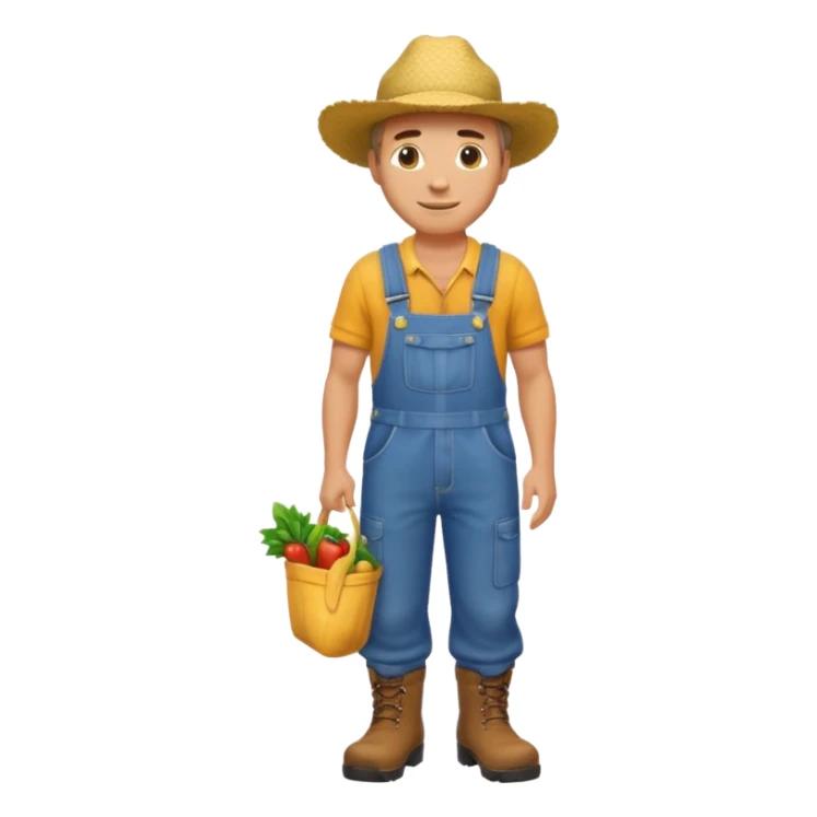 male farmer lower body with overalls and boots, emoji style sticker