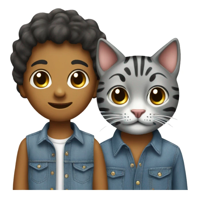 one big cat and one little cat in denim shirts sticker