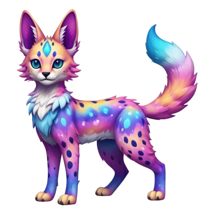 Cute Kawaii Epic Colorful Nebula Sergal-Serval-Vernid full body sticker