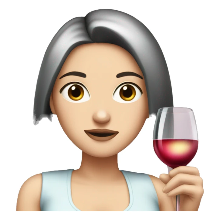 White girl, black hair, watching soap opera while drinking wine sticker