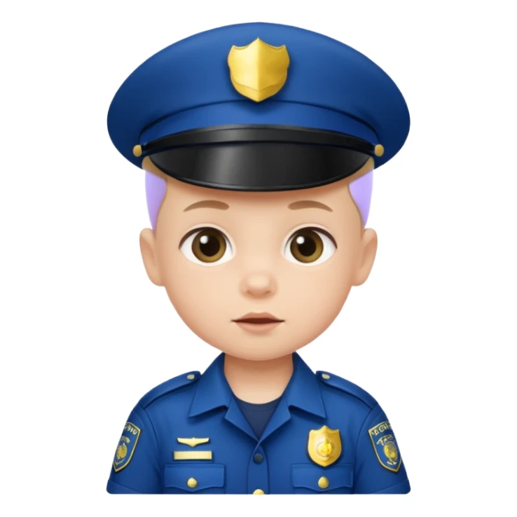 baby in police dress without cap sticker
