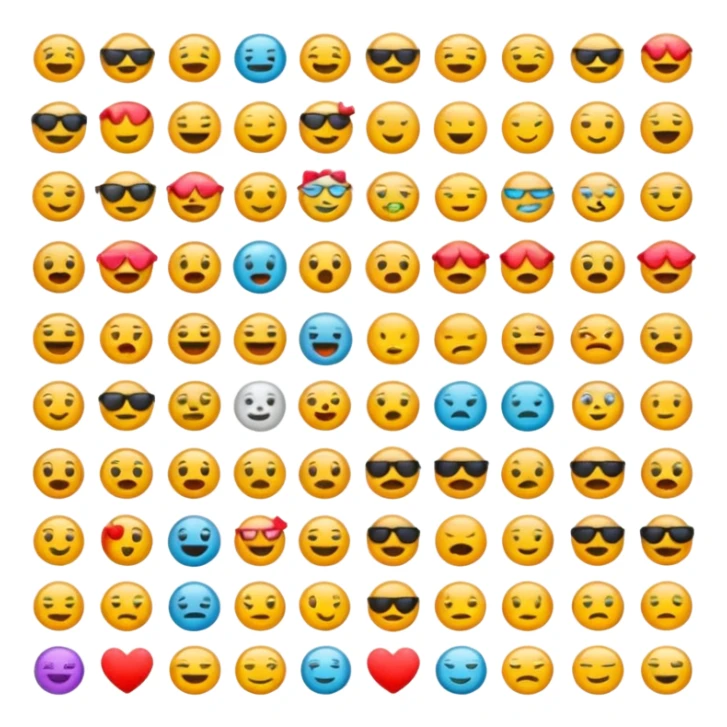 large emoji list but they are purposely screwed up sticker