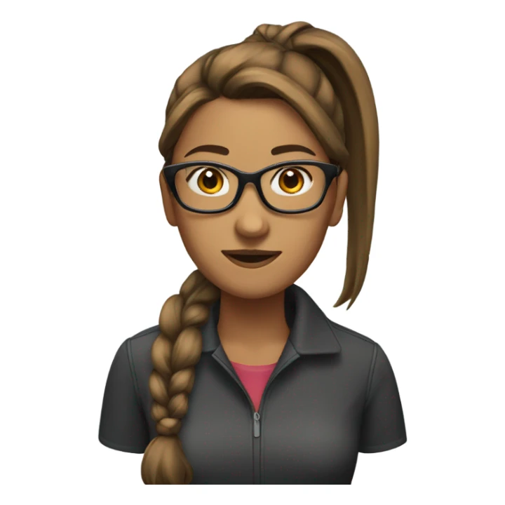 woman with brown ponytail wearing glasses sticker