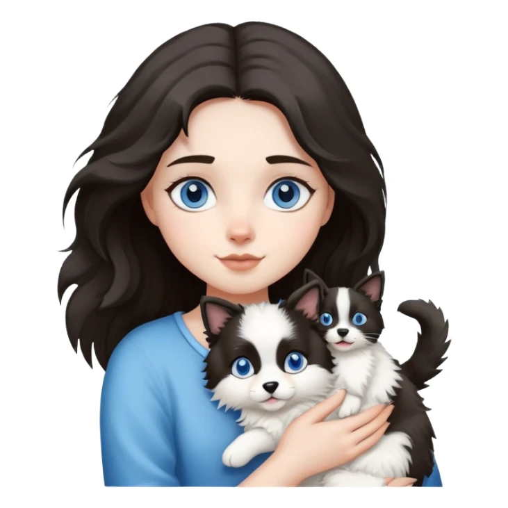 A girl holding a Ragdoll Cats and a Border collie sticker
