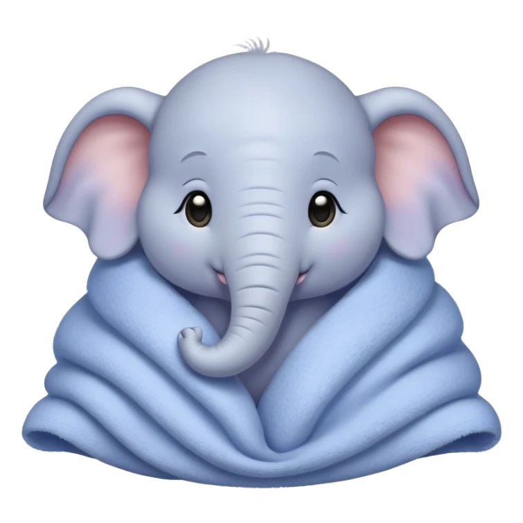 baby white elephant cozy in a periwinkle blanket sticker