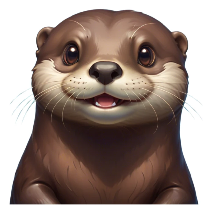 Cinematic Comical Otter Portrait Emoji, Head tilted dramatically with an exaggeratedly amused expression, featuring a striking, glossy brown Fur with a playful glint in its wide, expressive eyes filled with playful disbelief, Simplified yet hilariously expressive features, highly detailed, glowing with a slightly sassy glow, high shine, dramatic yet playful, stylized with an air of cheeky aquatic mischief, bright and endearing, soft glowing outline, capturing the essence of a spirited and over-the-top otter, so meme-worthy it feels like it could splash its way into internet fame instantly! sticker