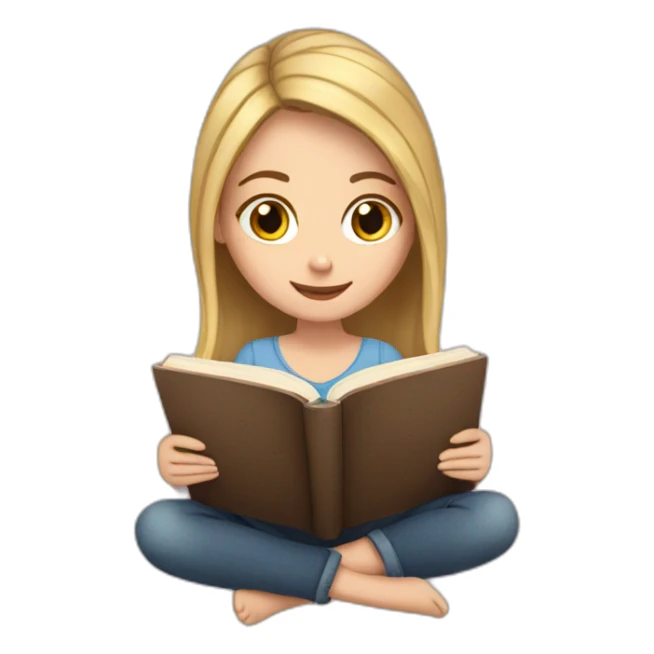 white girl reading a book sticker