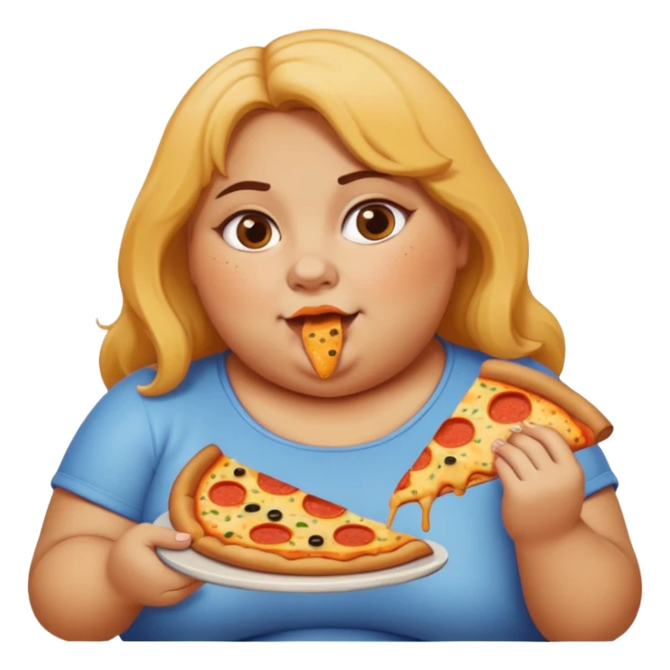 Fat girl eating pizza sticker