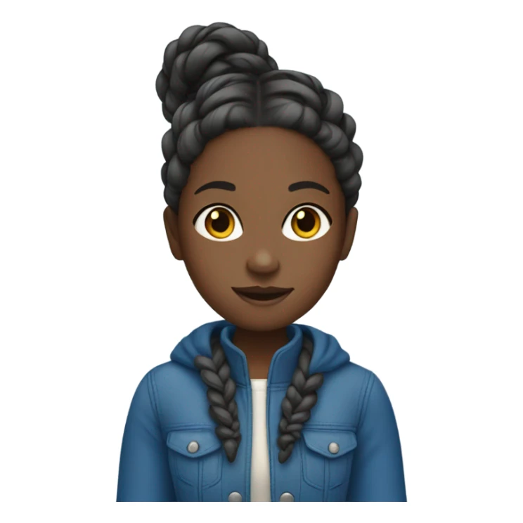 dark skin black girl with braids and blue jacket sticker