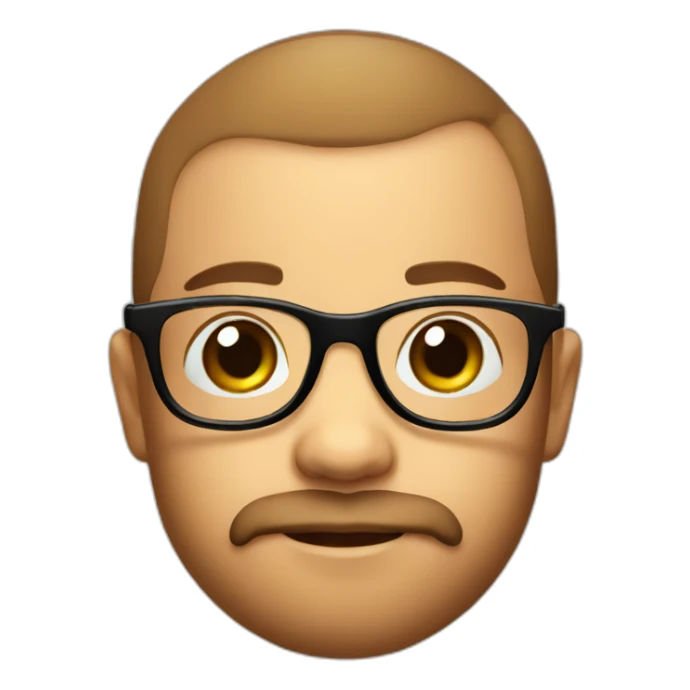 baby face with thick glasses and a brown beard sticker