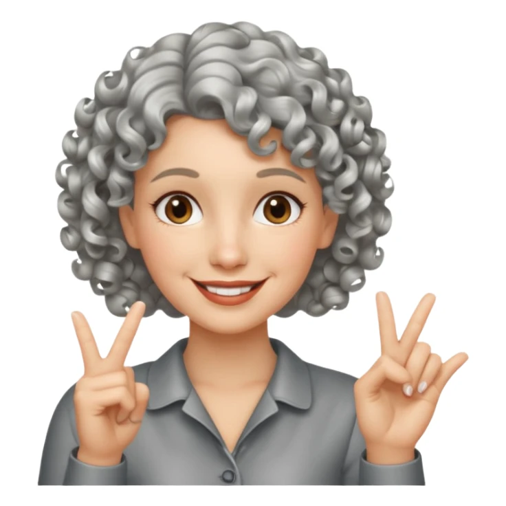 silver, short, wavy-haired with curls, smiling pretty lady, hopeful,  2 fingers up crossed


 sticker